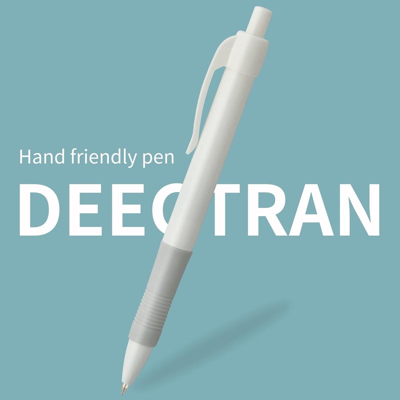 deegtran Pens Bulk, 50 Pack No Bleed White Barrel Black Ink Click Pens with Soft Grip, Wholesale Retractable Ballpoint Pens for Office School, Medium Point Smooth 1.0MM - Image 5